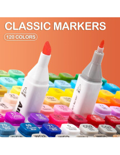 Set de 120 Marcadores de Alcohol AnyMark Doble Punta Multicolor 2