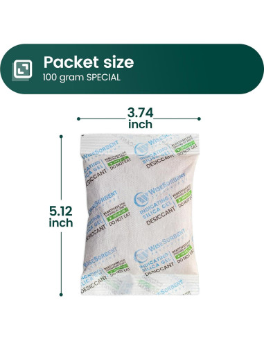 12 Paquetes de Gel de Sílice 100g Recargables Wisesorbent