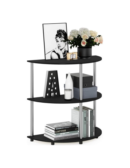 Mesa Consola Furinno Frans Turn-N Tubo Acero Inoxidable Roble Negro