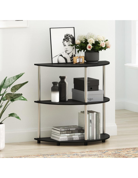 Mesa Consola Furinno Frans Turn-N Tubo Acero Inoxidable Roble Negro