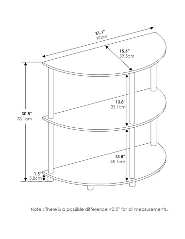 Mesa Consola Furinno Frans Turn-N Tubo Acero Inoxidable Roble Negro