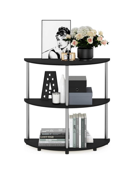 Mesa Consola Furinno Frans Turn-N Tubo Acero Inoxidable Roble Negro