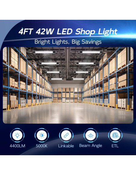 Luz LED de Taller Hykolity 4FT 42W 4400lm 5000K Enlazable
