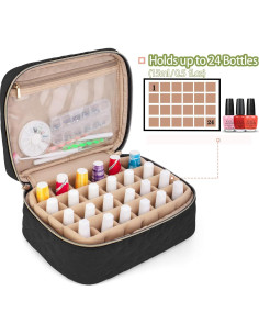 Bolsa de Transporte para Esmalte de Uñas Yarwo 24 Botellas Negro 2