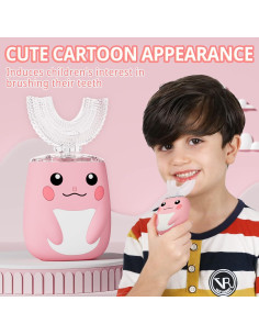 Cepillo de dientes eléctrico ELOTAME en forma de U para niños 2-7 años - Rosa 2