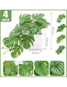 Plantas Falsas Mini 4 Pcs Der Rose Decoración Interior 2