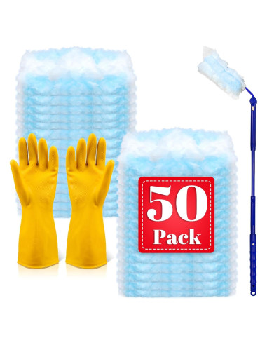 Paquete de 50 Recargas Plumero Swiffer + 5 Mangos Extensibles