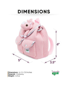 Mini Mochila Dinosaurio Triceratops Rosa Naturally KIDS 17,78 cm 2