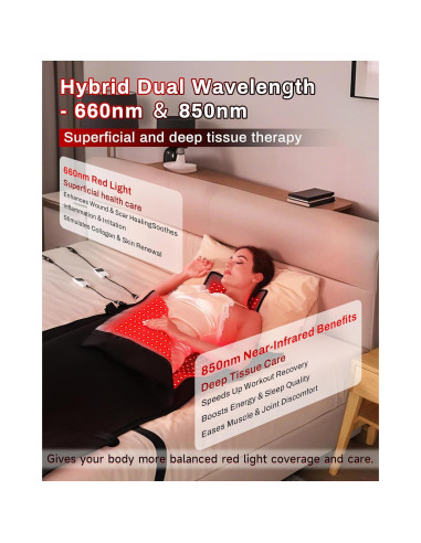 Tapete de Terapia de Luz Roja Kaoudt 185x84cm 2570 LEDs