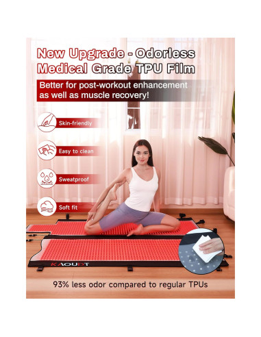 Tapete de Terapia de Luz Roja Kaoudt 185x84cm 2570 LEDs