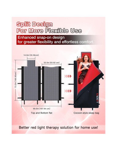 Tapete de Terapia de Luz Roja Kaoudt 185x84cm 2570 LEDs