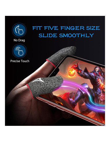 30 Mangas de Dedo Nuozme para Juegos Móviles - Fibra Plateada 0.3mm