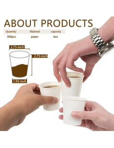 100 Vasos de Papel Desechables Vumdua 6 oz para Bebidas Frías y Calientes 2
