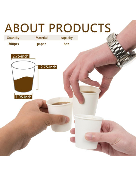 100 Vasos de Papel Desechables Vumdua 6 oz para Bebidas Frías y Calientes