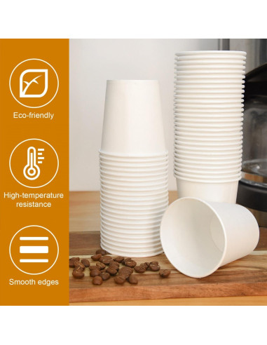 100 Vasos de Papel Desechables Vumdua 6 oz para Bebidas Frías y Calientes