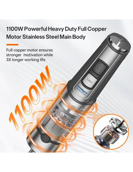 Batidora de Inmersión Anybear JHB528 1100W Acero Inoxidable