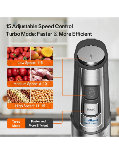 Batidora de Inmersión Anybear JHB528 1100W Acero Inoxidable