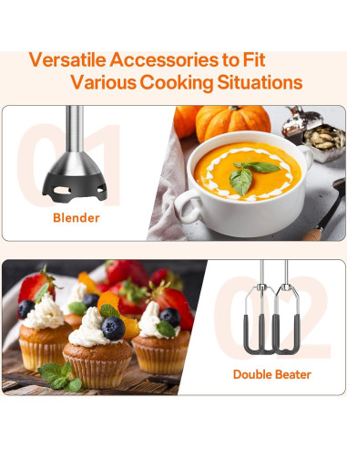 Batidora de Inmersión Anybear JHB528 1100W Acero Inoxidable