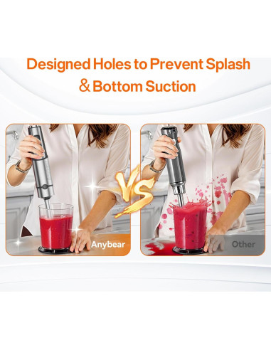 Batidora de Inmersión Anybear JHB528 1100W Acero Inoxidable