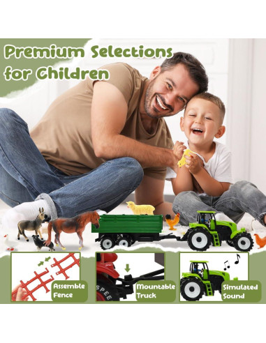 Juguete de Granja BOLZRA con 2 Tractores y Sonido