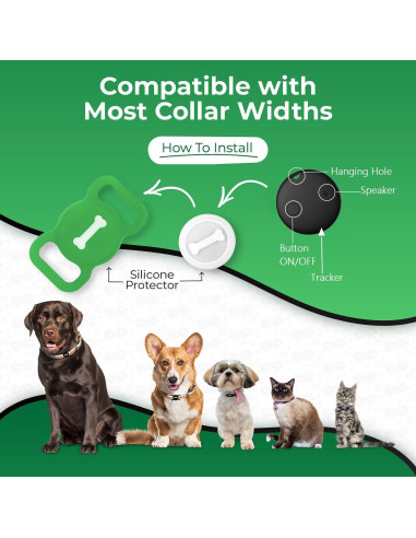 Rastreador de Mascotas Veeind HB16 para iOS - Collar Verde