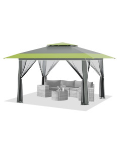Carpa Pop Up ECOTOUGE 3.96x3.96m con Mosquiteros Gris-Verde