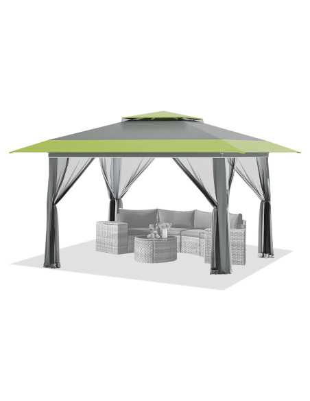 Carpa Pop Up ECOTOUGE 3.96x3.96m con Mosquiteros Gris-Verde