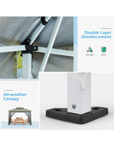 Carpa Pop Up ECOTOUGE 3.96x3.96m con Mosquiteros Gris-Verde