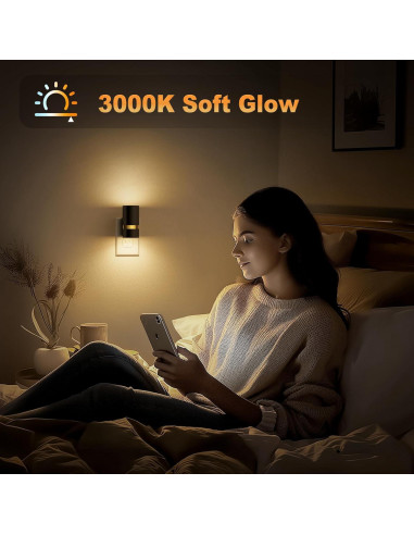 Luz Nocturna LED JandCase con Sensor Automático 3000K - 2 Unidades