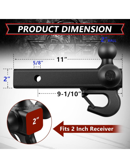 Soporte de Remolque de Tres Bolas XPE 10,000 LBS Negro