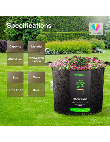 Bolsa de Cultivo VIVOSUN 170 Litros Tela Resistente