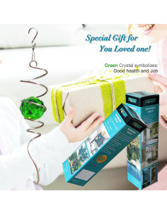 Fonmy Bola de Cristal Verde Espiral 33 cm Decoración Jardín 2