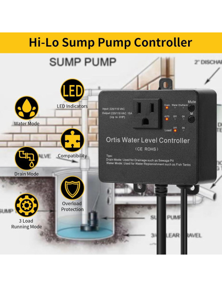 Interruptor Electrónico de Bomba Hi-Lo Ortis 110/220V con Sensores