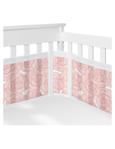 Forro de Cuna de Malla Transpirable Sweet Jojo Rosa Floral