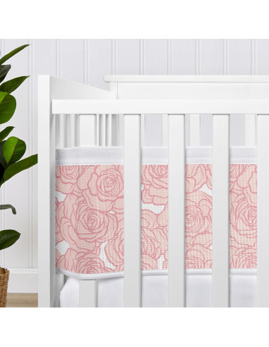 Forro de Cuna de Malla Transpirable Sweet Jojo Rosa Floral