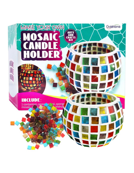 Kit de Portavelas de Mosaico Goldentime - DIY Vidrio 12.7cm