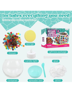 Kit de Portavelas de Mosaico Goldentime - DIY Vidrio 12.7cm 2