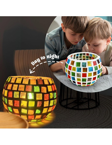 Kit de Portavelas de Mosaico Goldentime - DIY Vidrio 12.7cm