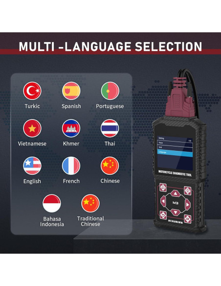 Herramienta de Diagnóstico QPKING M3-A para Motocicleta OBDII