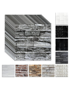 30 Paneles de Pared 3D Autoadhesivos MGY Ladrillo Negro Retro 30x30cm