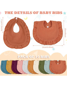 Baberos de Muselina Seematn 10 Pcs para Bebés Unisex 2