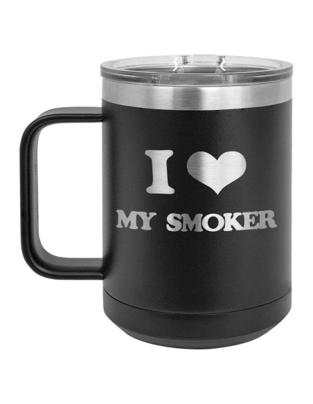 Taza de Café Aislada 15 oz BBQ Fans Negra con Tapa