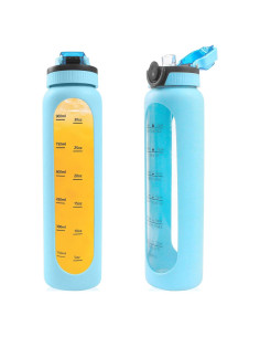 Botella de Agua de Vidrio Yenergy 1L con Manga de Silicona