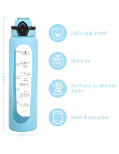 Botella de Agua de Vidrio Yenergy 1L con Manga de Silicona 2