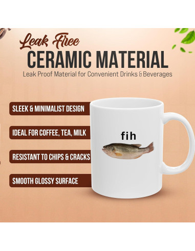Taza de Meme de Pescado 'Fih' Cerámica 11 oz y 15 oz