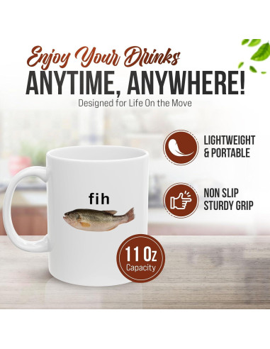 Taza de Meme de Pescado 'Fih' Cerámica 11 oz y 15 oz