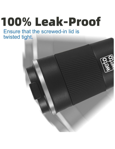 Taza de Café Aislada WETOWETO 12 oz Acero Inoxidable Negro