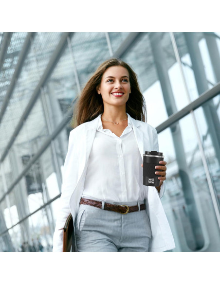 Taza de Café Aislada WETOWETO 12 oz Acero Inoxidable Negro