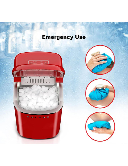 Máquina de Hielo Eléctrica Galanz 11.79 kg/24h 2 Tamaños Rojo