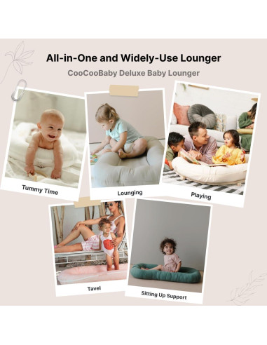 CooCooBaby Lounger para Bebé 0-12 Meses 100% Algodón Rosa
